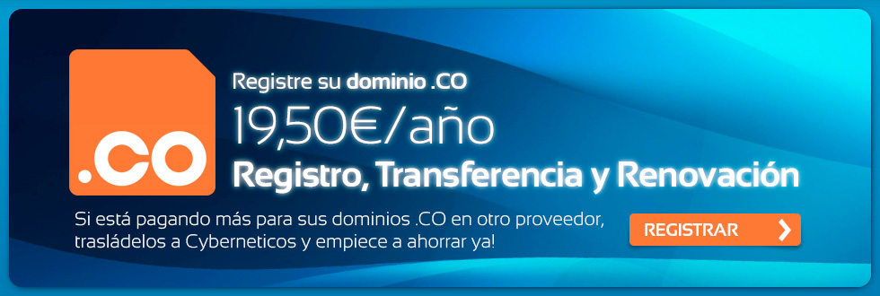 Dominio .CO por 19,50€