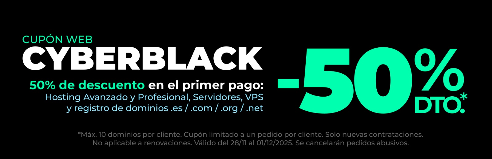 Cyberblack. BlackFriday y Cybermonday al 50%