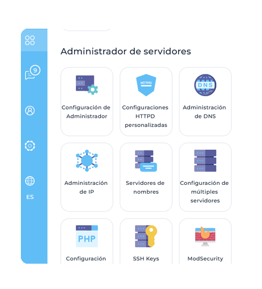 Gestión de servidores con plan Reseller