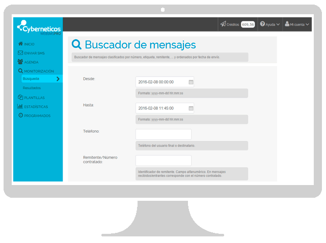 Buscador de mensajes WebSMS Pro