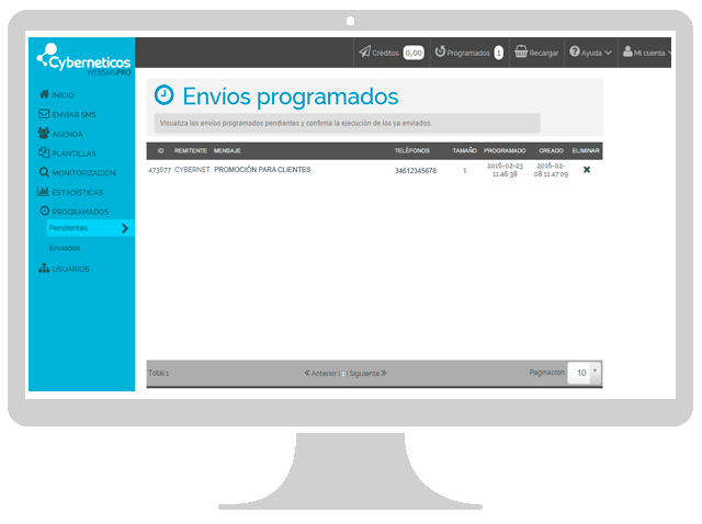 Envíos programados WebSMS Pro